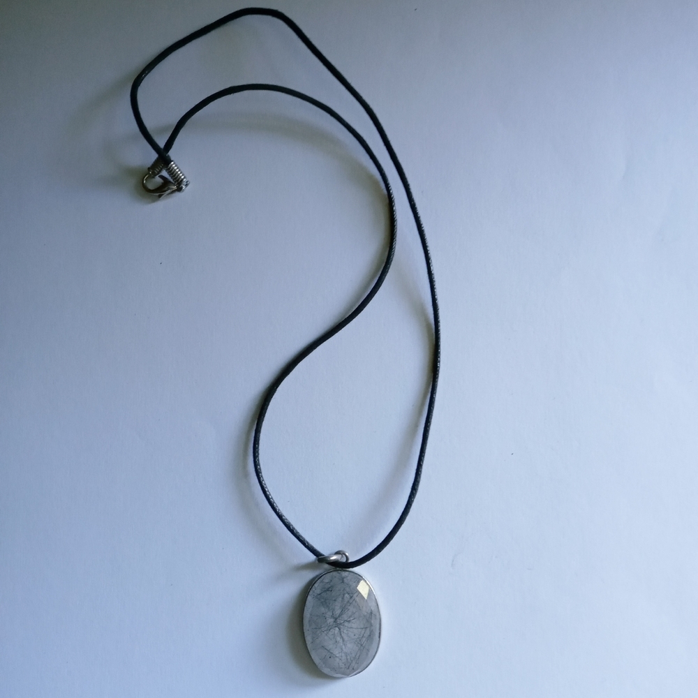 Tourmalinated quartz gemstone necklace